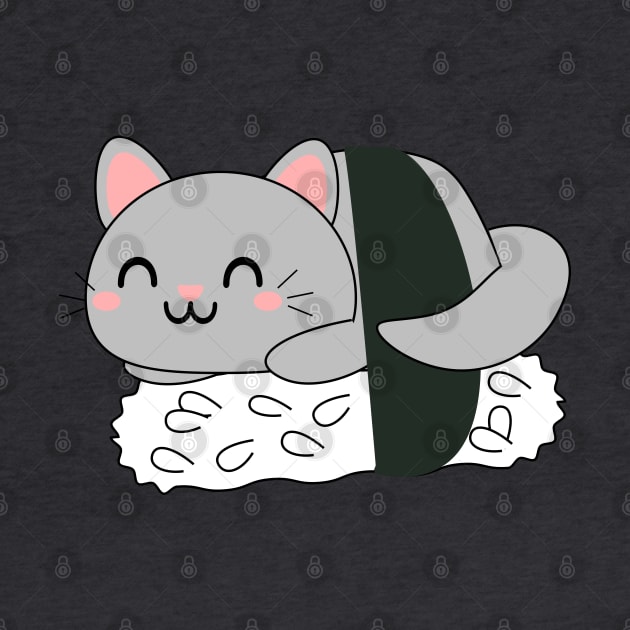 Cute Grey Sushi Cat by Kam Bam Designs